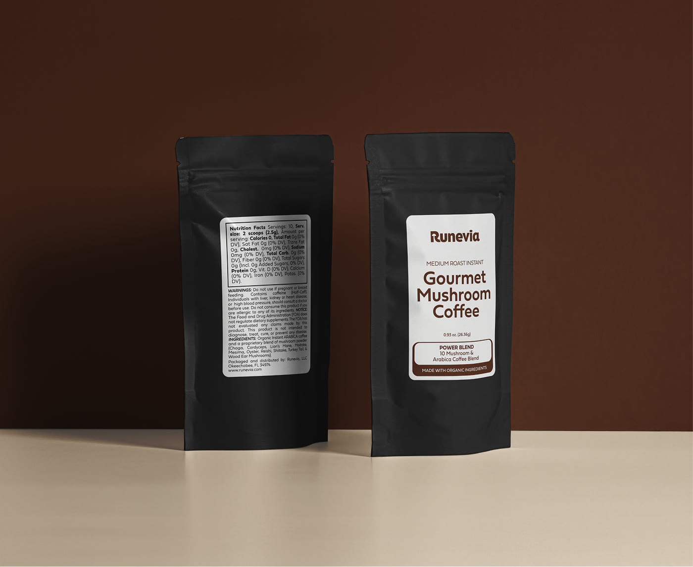 Runevia Gourmet Mushroom Coffee small pouch, 10 servings